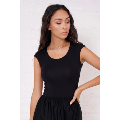 Layering Cap Sleeve in Black-W Top-Graceful & Chic Boutique, Family Clothing Store in Waxahachie, Texas