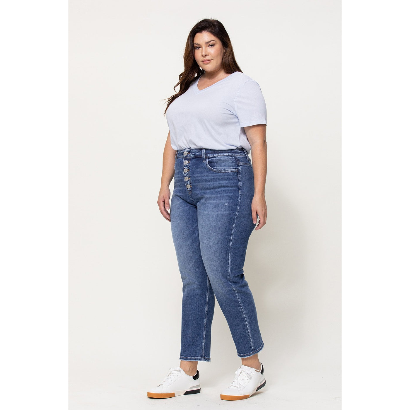 Erika High Rise Button Up Stretch Mom Jean in Plus | The Perfect Pair-W Bottom-Graceful & Chic Boutique, Family Clothing Store in Waxahachie, Texas