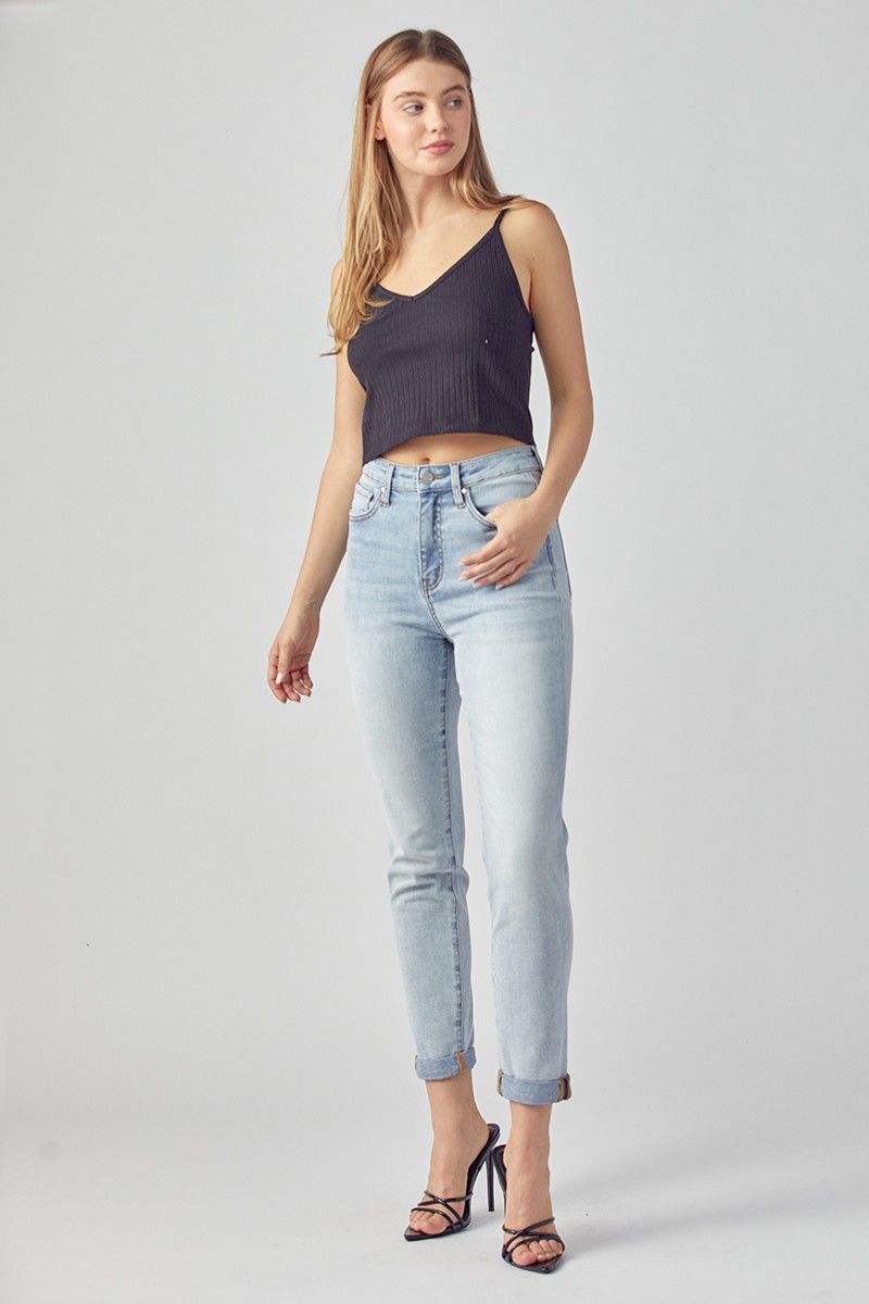 Nada High Rise Rolled Up Girlfriend Jeans | The Perfect Pair-W Bottom-Graceful & Chic Boutique, Family Clothing Store in Waxahachie, Texas