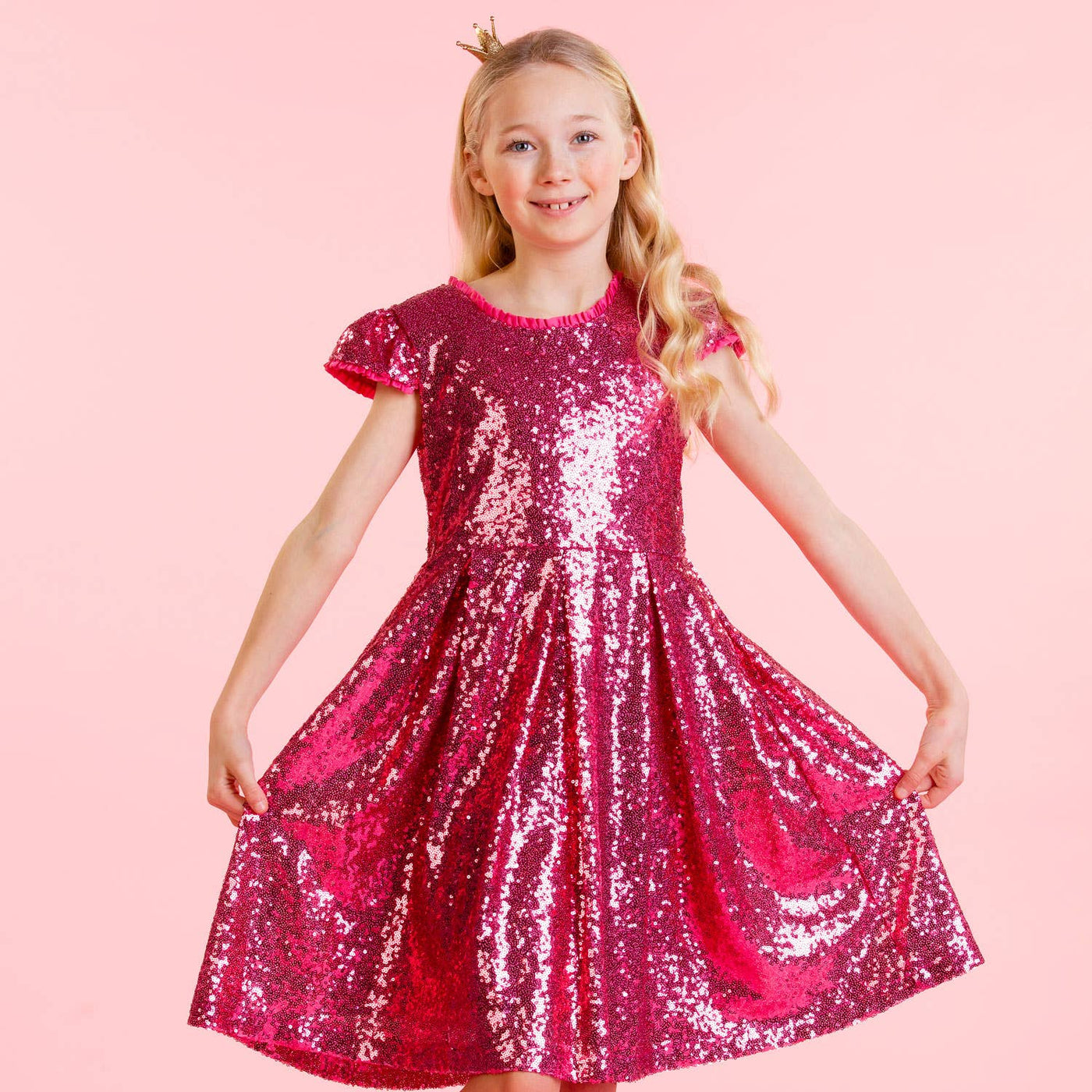 Dazzle Bright Pink Sequin Girls Party Dress | The Perfect Pair-G Dress-Graceful & Chic Boutique, Family Clothing Store in Waxahachie, Texas