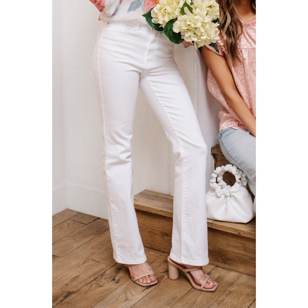 Pure White High Waist Boot Cut Jeans-Womens-Graceful & Chic Boutique, Family Clothing Store in Waxahachie, Texas
