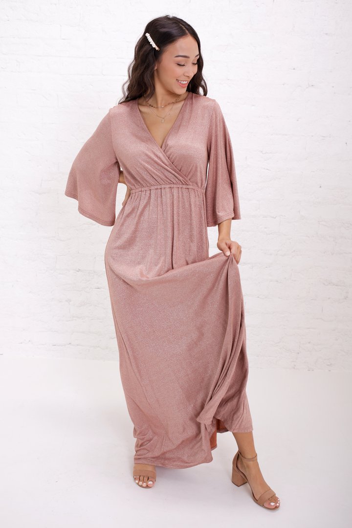 The Lumee Dress in Rose Sheen-W Dress-Graceful & Chic Boutique, Family Clothing Store in Waxahachie, Texas