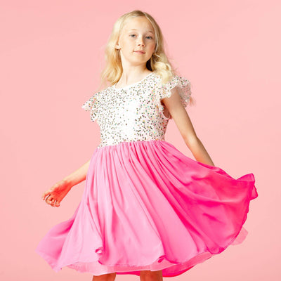 Shimmer Pink Sweetie Sequin Luxury Girls Party Dress | The Perfect Pair-G Dress-Graceful & Chic Boutique, Family Clothing Store in Waxahachie, Texas