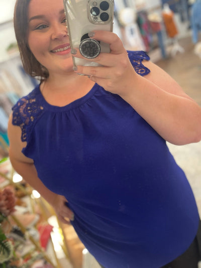 Bella Blue Crochet Top-W Top-Graceful & Chic Boutique, Family Clothing Store in Waxahachie, Texas