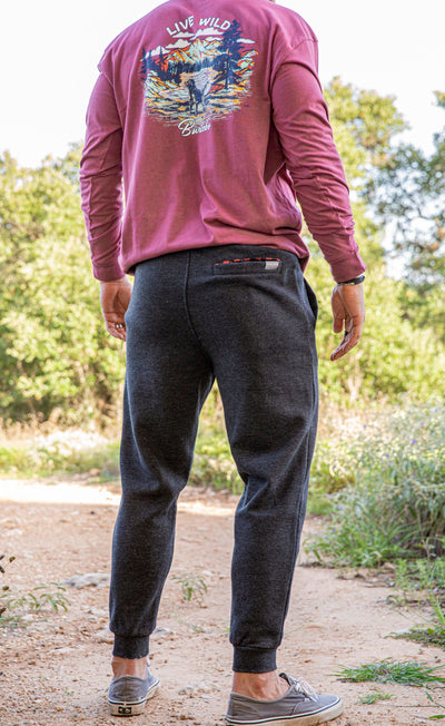 Black Fleece Joggers with Check Pocketing - Burlebo-M Bottom-Graceful & Chic Boutique, Family Clothing Store in Waxahachie, Texas