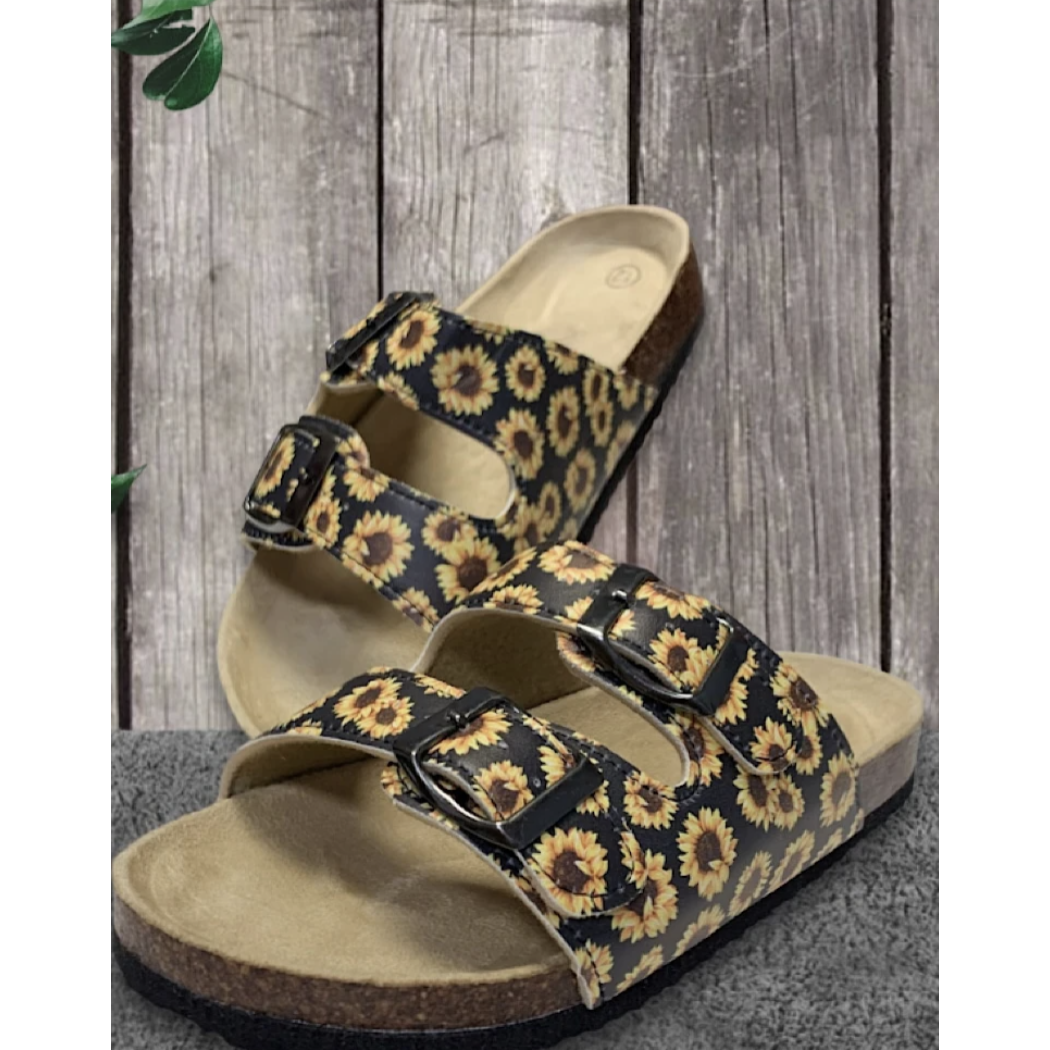 Black Sunflower Sandals-K Footwear-Graceful & Chic Boutique, Family Clothing Store in Waxahachie, Texas