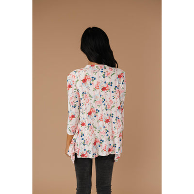 Blossoms On Subtle Stripes Cardigan In Pink-W Top-Graceful & Chic Boutique, Family Clothing Store in Waxahachie, Texas