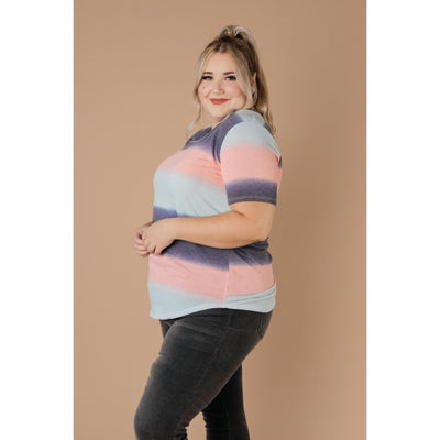 Blurred Stripes V-Neck-W Top-Graceful & Chic Boutique, Family Clothing Store in Waxahachie, Texas