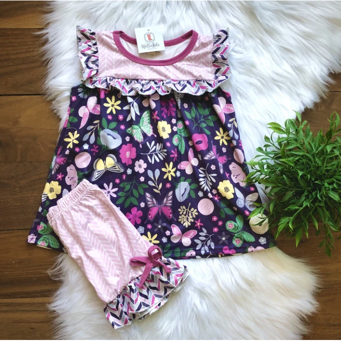 Butterfly & Garden Short Set by Wellie Kate-G Set-Graceful & Chic Boutique, Family Clothing Store in Waxahachie, Texas