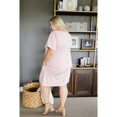 Buttoned To A T-Shirt Dress In Pink-W Dress-Graceful & Chic Boutique, Family Clothing Store in Waxahachie, Texas
