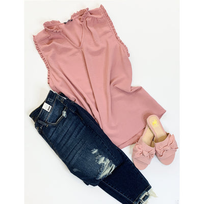 Cari Sleeveless Top with Ruffle - Mauve-W Top-Graceful & Chic Boutique, Family Clothing Store in Waxahachie, Texas
