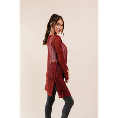 Cast Your Net Cardigan In Deep Rust-W Top-Graceful & Chic Boutique, Family Clothing Store in Waxahachie, Texas