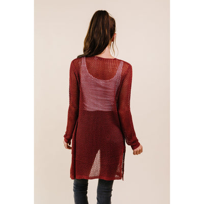 Cast Your Net Cardigan In Deep Rust-W Top-Graceful & Chic Boutique, Family Clothing Store in Waxahachie, Texas
