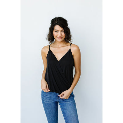 Charlize Surplice Tank In Black-W Top-Graceful & Chic Boutique, Family Clothing Store in Waxahachie, Texas