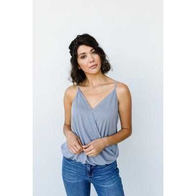 Charlize Surplice Tank In Flint-W Top-Graceful & Chic Boutique, Family Clothing Store in Waxahachie, Texas