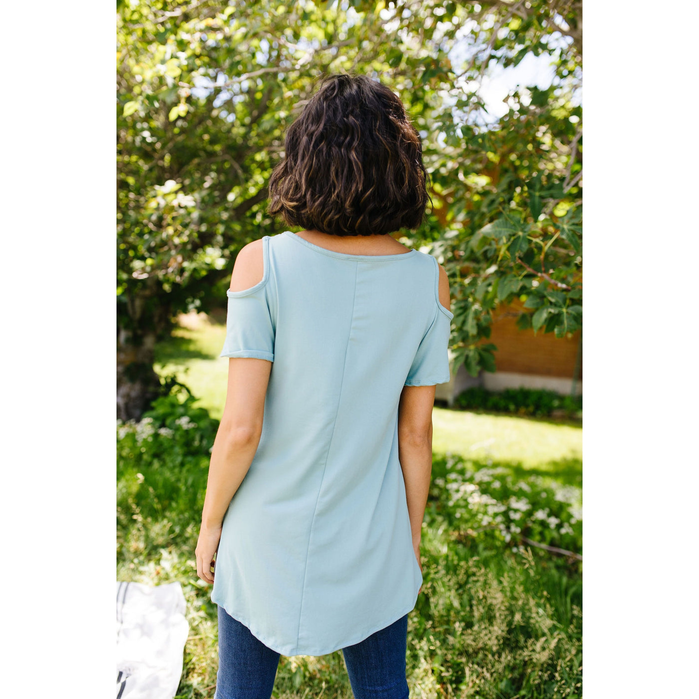 Cold Shoulder Crossed Heart Top In Sage-W Top-Graceful & Chic Boutique, Family Clothing Store in Waxahachie, Texas