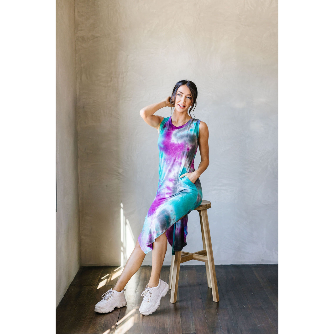 Cool Vibes Tie Dye Midi Dress-W Dress-Graceful & Chic Boutique, Family Clothing Store in Waxahachie, Texas