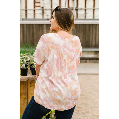 Coral & Blush Watercolor Blouse-W Top-Graceful & Chic Boutique, Family Clothing Store in Waxahachie, Texas