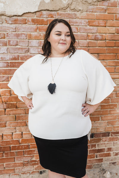 Corrigan Top with Peekaboo Details - Cream-W Top-Graceful & Chic Boutique, Family Clothing Store in Waxahachie, Texas