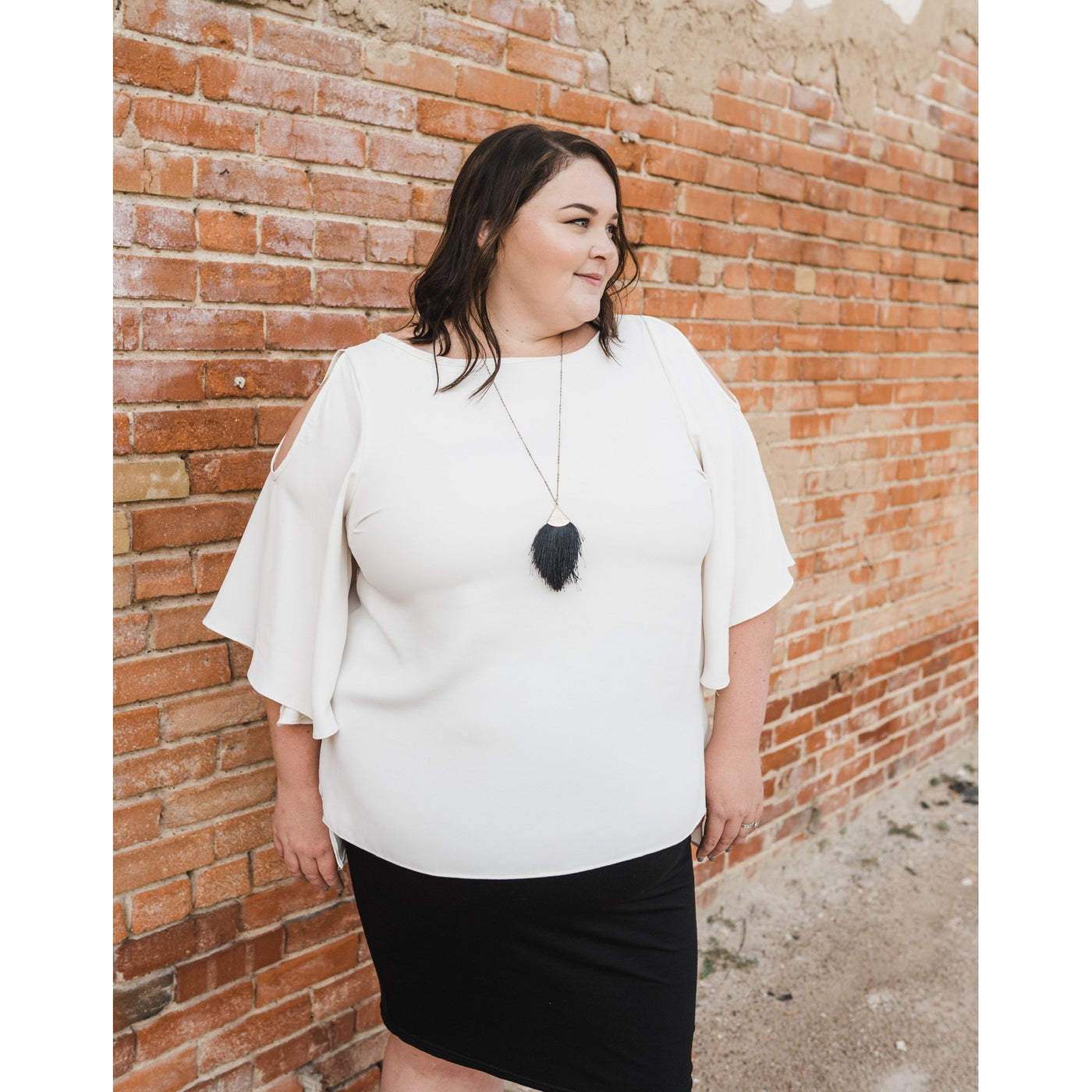 Corrigan Top with Peekaboo Details - Cream-W Top-Graceful & Chic Boutique, Family Clothing Store in Waxahachie, Texas