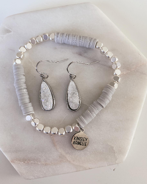 Druzy Collection - Petite Silver Quartz Drop Earrings-W Jewelry-Graceful & Chic Boutique, Family Clothing Store in Waxahachie, Texas