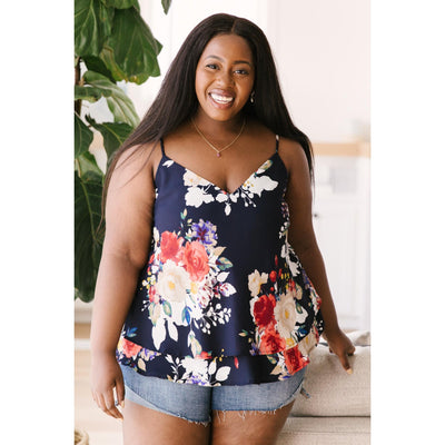 Elegant Floral Camisole In Navy-W Top-Graceful & Chic Boutique, Family Clothing Store in Waxahachie, Texas