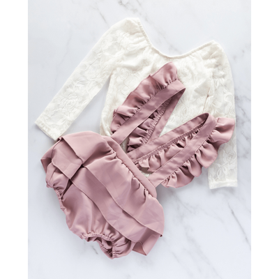 Ella Ruffle Suspender Bubble Romper - Vintage Lilac-G Romper-Graceful & Chic Boutique, Family Clothing Store in Waxahachie, Texas