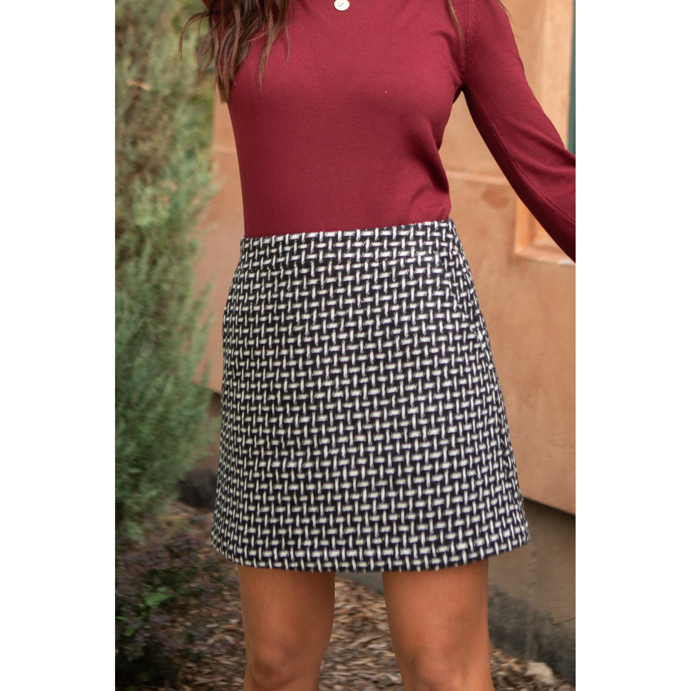 Elly Tweed Skirt in Black-W Bottom-Graceful & Chic Boutique, Family Clothing Store in Waxahachie, Texas