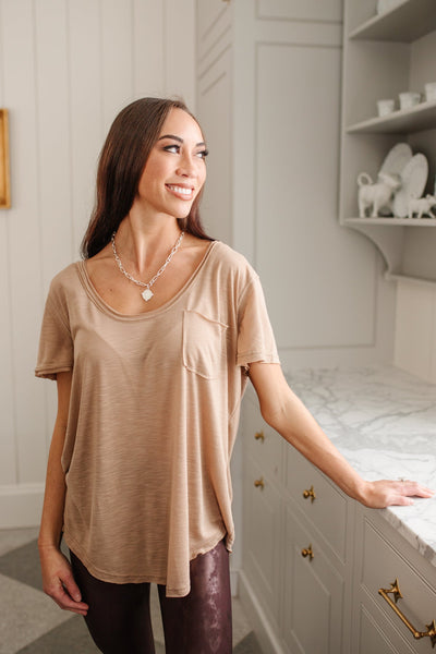 Enjoy The Day Tee in Tan-Womens-Graceful & Chic Boutique, Family Clothing Store in Waxahachie, Texas