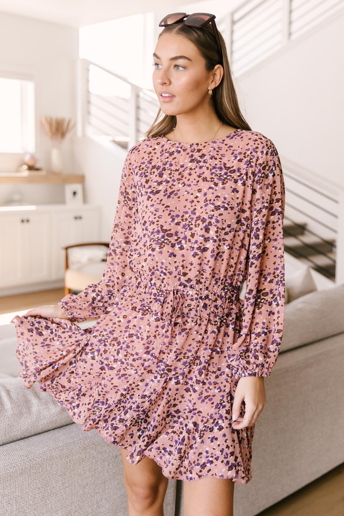 Fancy Me Floral Dress in Mauve-W Dress-Graceful & Chic Boutique, Family Clothing Store in Waxahachie, Texas