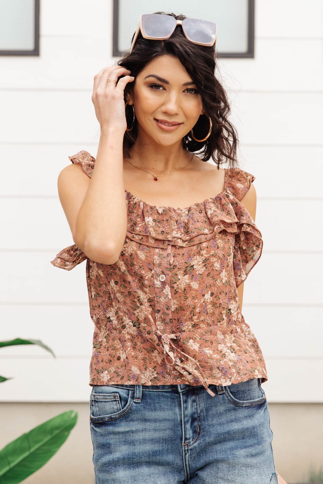 Feminine Floral Top In Rust-W Top-Graceful & Chic Boutique, Family Clothing Store in Waxahachie, Texas