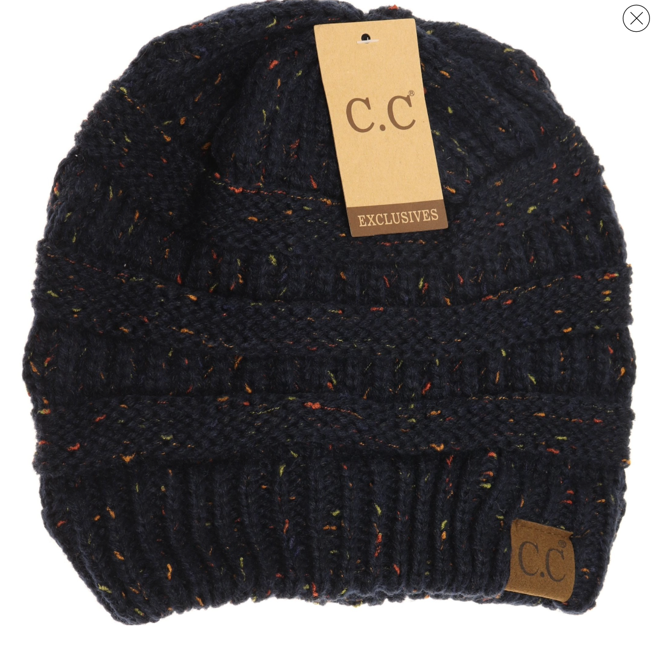 Flecked CC Classic Knitted Beanie - Navy-W Hat-Graceful & Chic Boutique, Family Clothing Store in Waxahachie, Texas