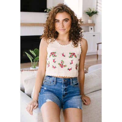Floral Cropped Tank Sweater-W Top-Graceful & Chic Boutique, Family Clothing Store in Waxahachie, Texas
