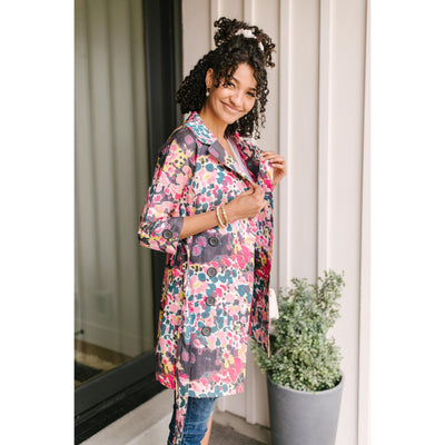 Floral Whimsy Trench-W Top-Graceful & Chic Boutique, Family Clothing Store in Waxahachie, Texas