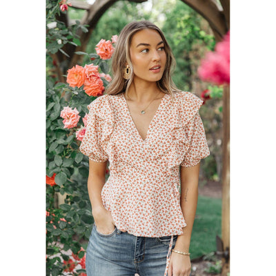Folksong Floral Top in Coral-W Top-Graceful & Chic Boutique, Family Clothing Store in Waxahachie, Texas
