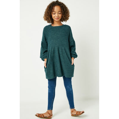 Girls Ribbed Mini Dress in Hunter Green| The Perfect Pair-G Dress-Graceful & Chic Boutique, Family Clothing Store in Waxahachie, Texas