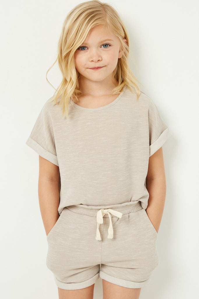 Girls Heathered Rolled Leg Knit Shorts in Grey | The Perfect Pair-G Bottom-Graceful & Chic Boutique, Family Clothing Store in Waxahachie, Texas
