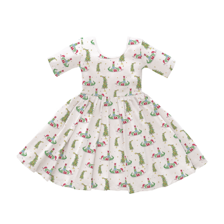 Gator Claus Organic Cotton Twirl Dress | The Perfect Pair-G Dress-Graceful & Chic Boutique, Family Clothing Store in Waxahachie, Texas