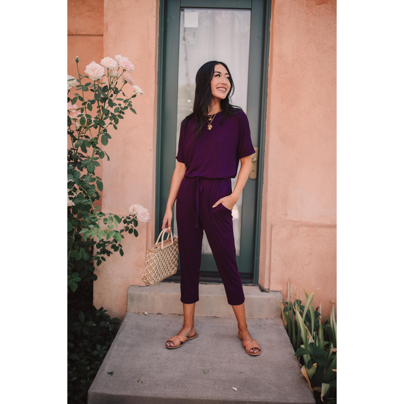Girl Next Door Jumpsuit In Plum-W Dress-Graceful & Chic Boutique, Family Clothing Store in Waxahachie, Texas