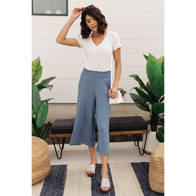Go Get 'Em Gaucho Pants In Blue Gray-Womens-Graceful & Chic Boutique, Family Clothing Store in Waxahachie, Texas