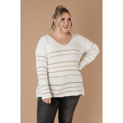 Golden Ticket Striped Sweater-W Top-Graceful & Chic Boutique, Family Clothing Store in Waxahachie, Texas