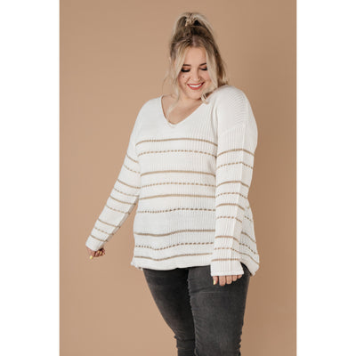 Golden Ticket Striped Sweater-W Top-Graceful & Chic Boutique, Family Clothing Store in Waxahachie, Texas