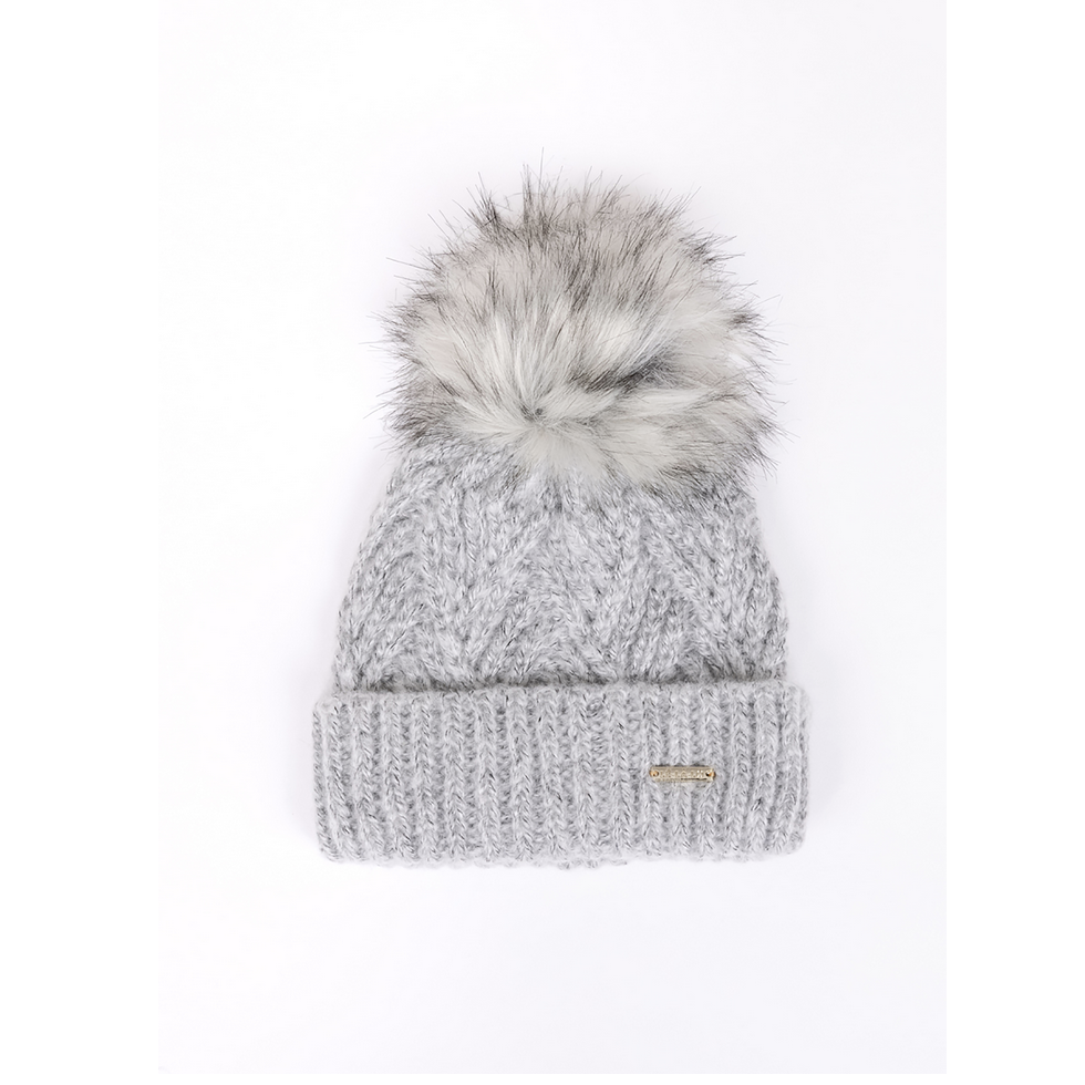 Gray Herringbone Knit Pom Beanie - Mini | The Perfect Pair-G Accessories-Graceful & Chic Boutique, Family Clothing Store in Waxahachie, Texas