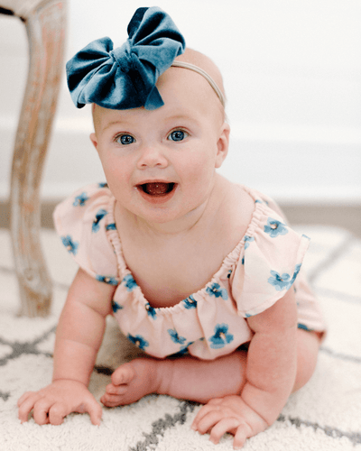 Hale Ruffle Bubble Romper - Pink and Blue Floral-G Romper-Graceful & Chic Boutique, Family Clothing Store in Waxahachie, Texas