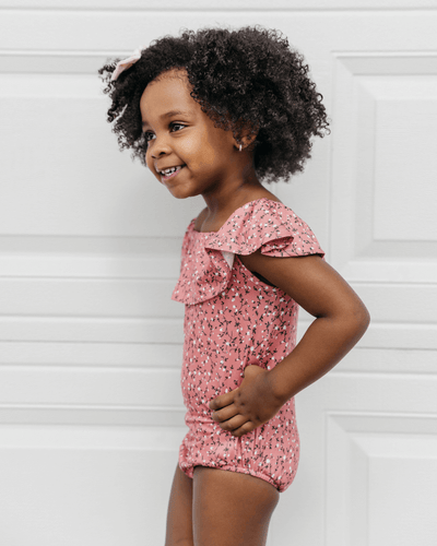 Isla Flutter Sleeve Leotard - Mauve Floral-G Leotard-Graceful & Chic Boutique, Family Clothing Store in Waxahachie, Texas