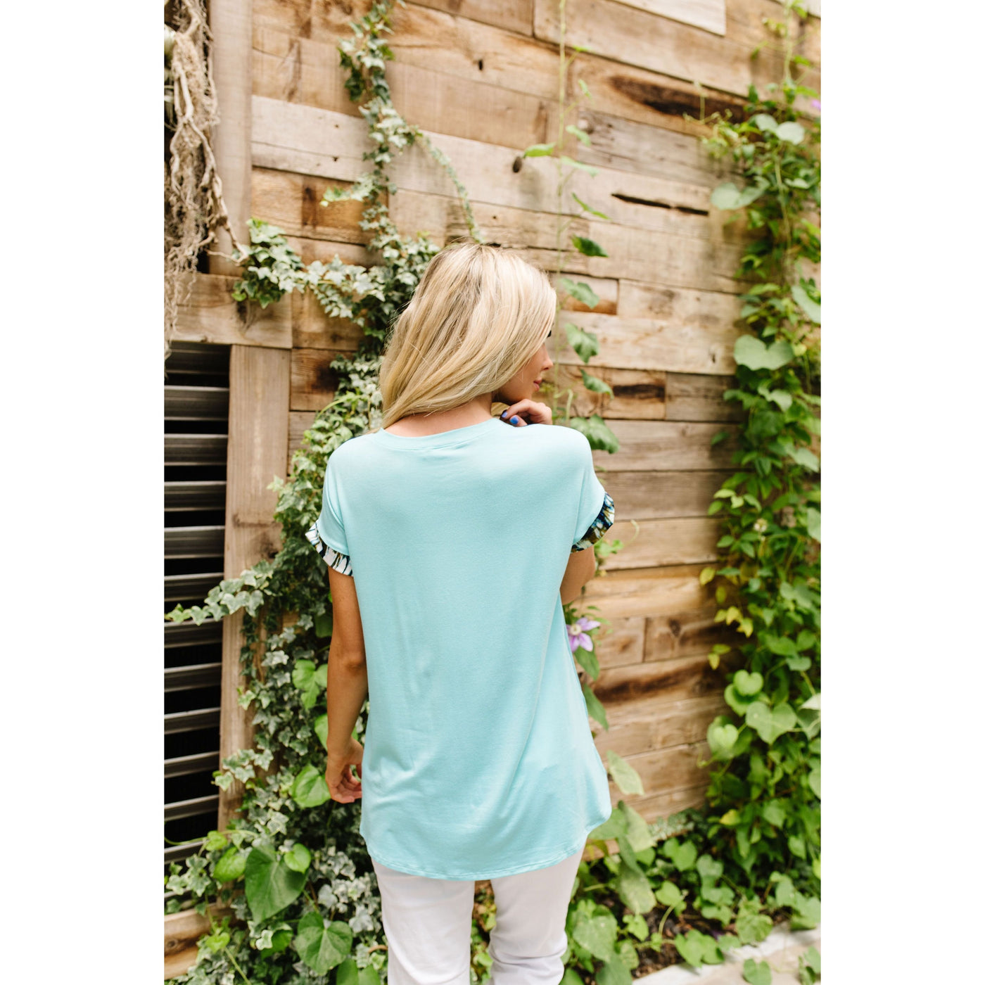 Just A Stripe Of Tie Dye Top in Aqua-Womens-Graceful & Chic Boutique, Family Clothing Store in Waxahachie, Texas