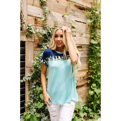 Just A Stripe Of Tie Dye Top in Aqua-Womens-Graceful & Chic Boutique, Family Clothing Store in Waxahachie, Texas