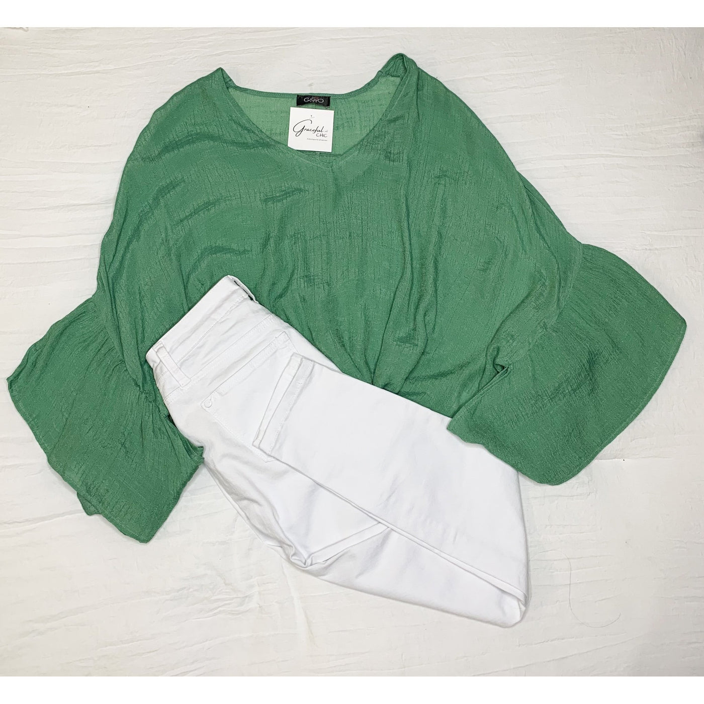 Kelly Green Dress Top-W Top-Graceful & Chic Boutique, Family Clothing Store in Waxahachie, Texas