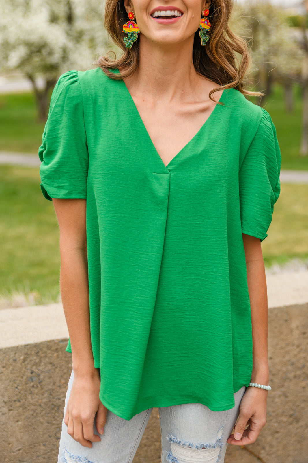 Let's Meet Up Green Blouse-Womens-Graceful & Chic Boutique, Family Clothing Store in Waxahachie, Texas