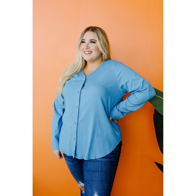 Light Denim Button-Down-Womens-Graceful & Chic Boutique, Family Clothing Store in Waxahachie, Texas